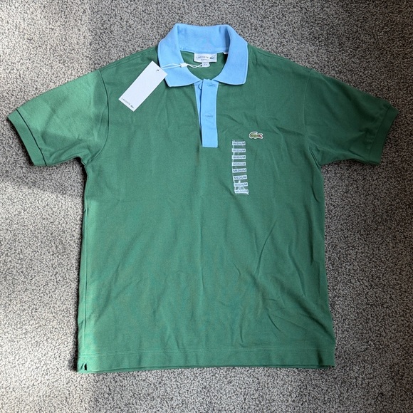 Lacoste Other - Lacoste Green Polo with Light Blue Collar